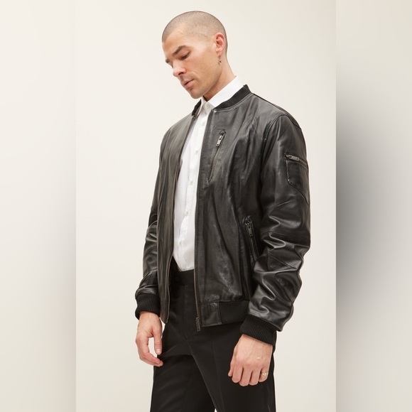 LEATHER BOMBER JACKET - BLACK
Ron Tomson men’s large - Picture 4 of 11